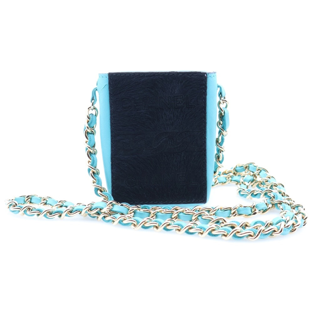 CHANEL(シャネル) 2000-2001 Chain Shoulder Cigarette Case チェーン シガレットケース ミニショルダーバッグ ブルー
