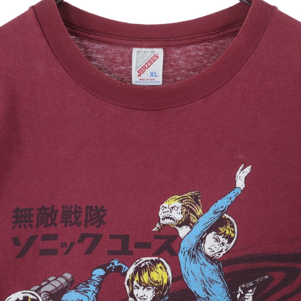 VINTAGE(ヴィンテージ) 90s SONIC YOUTH ヒステリックコミックス 無敵戦隊 ソニックユース Tシャツ 半袖カットソー ボルドー