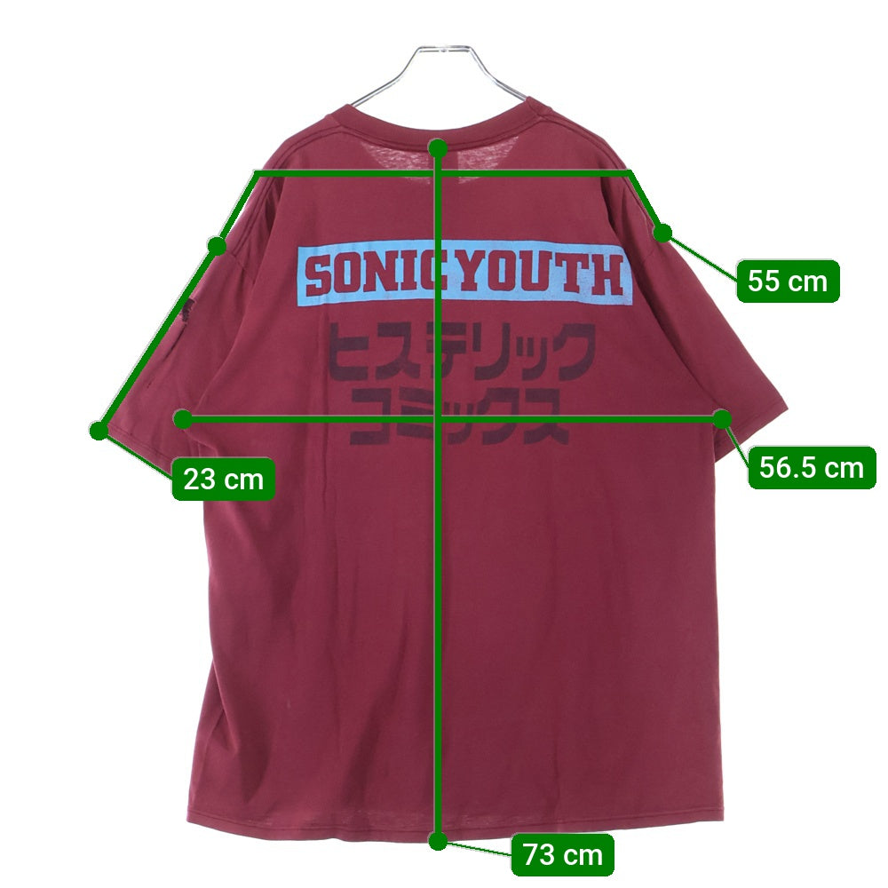 VINTAGE(ヴィンテージ) 90s SONIC YOUTH ヒステリックコミックス 無敵戦隊 ソニックユース Tシャツ 半袖カットソー ボルドー