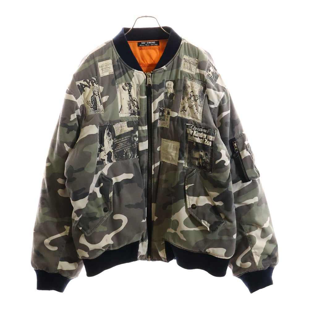 RAF SIMONS(ラフシモンズ) 01AW Archive Riot Riot Riot期 Bomber ma1 Jacket アーカイブ パッチワーク ボンバージャケット ホワイト/ブラック
