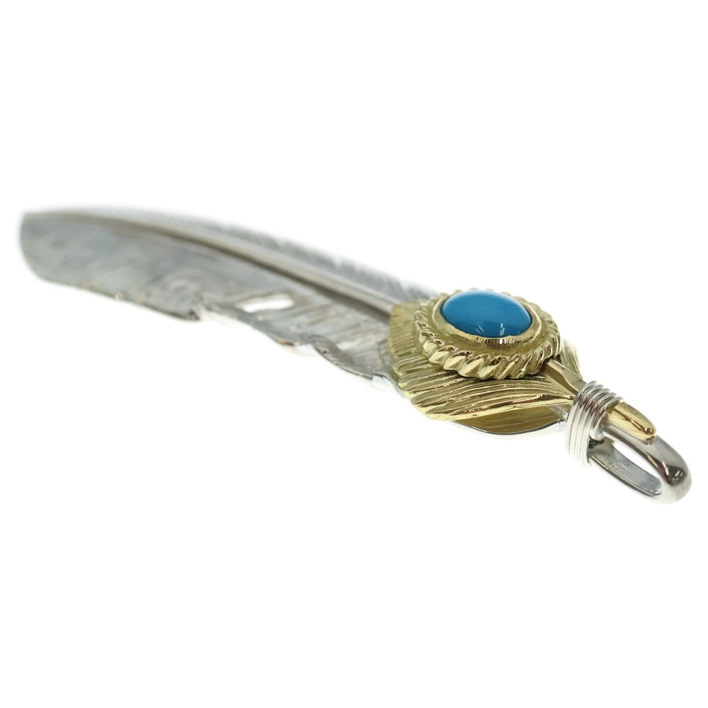 TADY & KING(タディアンドキング) 特大ハートK18フェザー金縄ターコイズ ネックレストップ 右向き シルバー/ゴールド