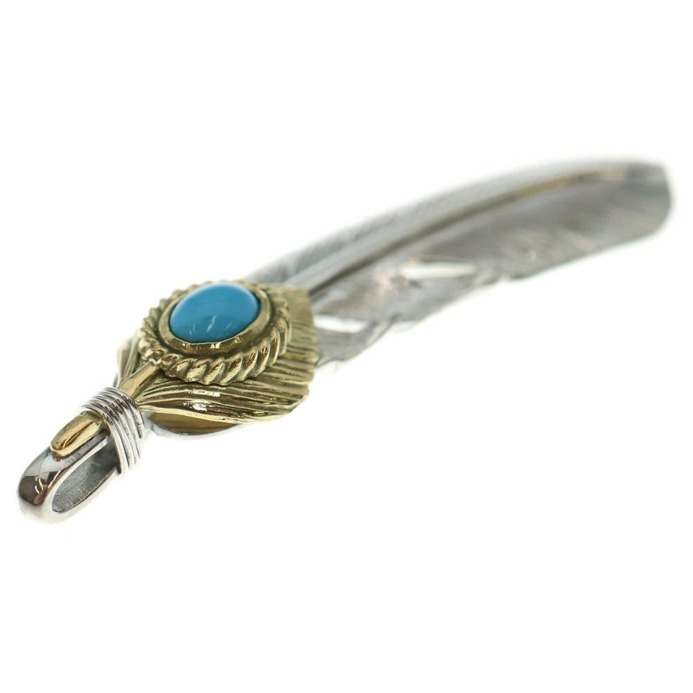 TADY & KING(タディアンドキング) 特大ハートK18フェザー金縄ターコイズ ネックレストップ 左向き シルバー/ゴールド