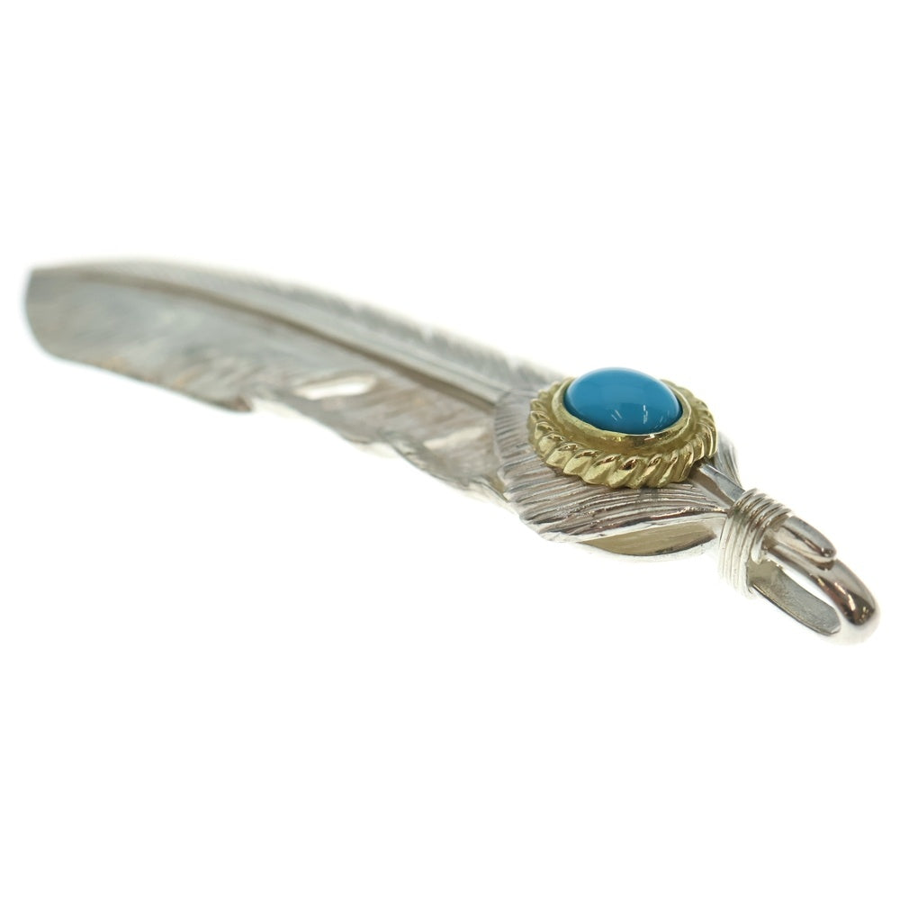 TADY & KING(タディアンドキング) ハートSVフェザー金縄ターコイズ 特大フェザー ペンダントトップ 右向き シルバー/ゴールド