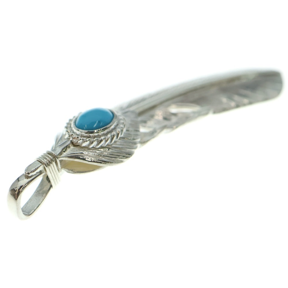 TADY & KING(タディアンドキング) ハートSVフェザー銀縄ターコイズ 特大フェザー ペンダントトップ 左向き シルバー