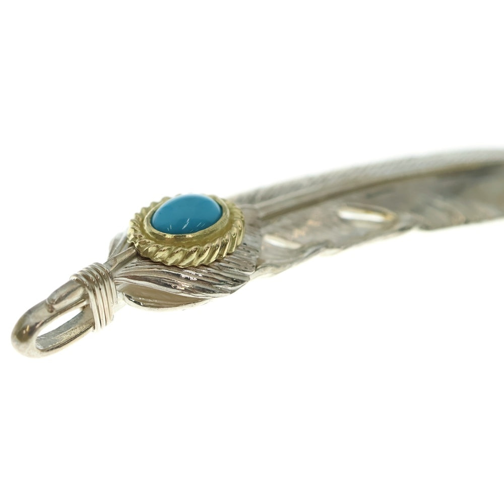 TADY & KING(タディアンドキング) ハートSVフェザー金縄ターコイズ 特大フェザー ペンダントトップ 左向き シルバー/ゴールド