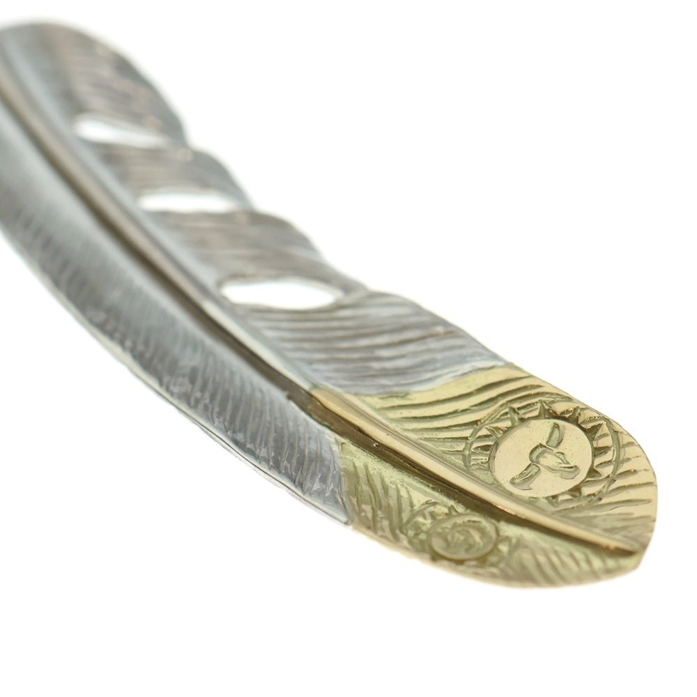 TADY & KING(タディアンドキング) SVフェザー剣先K18 先金特大フェザー ペンダントトップ 左向き シルバー/ゴールド