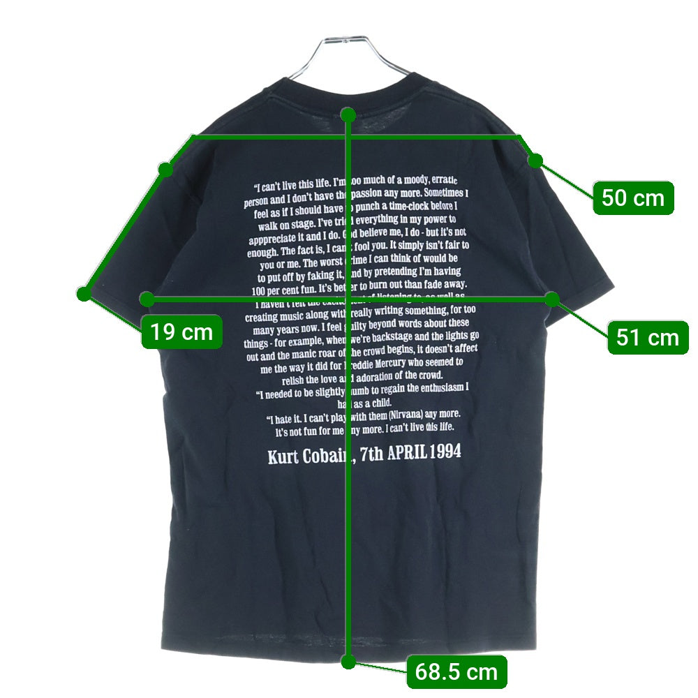 VINTAGE(ヴィンテージ) 90-00s NIRVANA KURT COBAIN ニルヴァーナ カートコバーン フロントプリント Tシャツ 半袖カットソーブラック