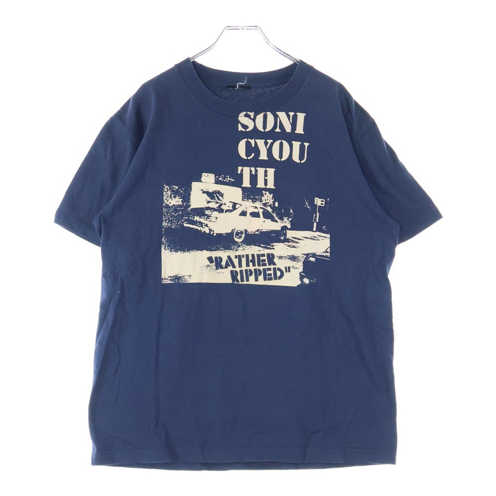 VINTAGE(ヴィンテージ) 00s SONIC YOUTH RATHER RIPPED ソニックユース フロントプリント Tシャツ 半袖カットソー ネイビー