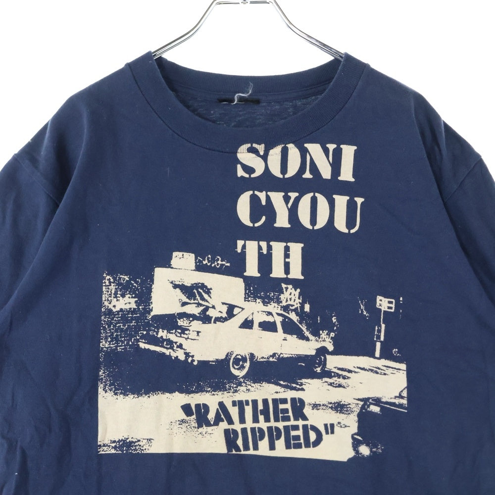 VINTAGE(ヴィンテージ) 00s SONIC YOUTH RATHER RIPPED ソニックユース フロントプリント Tシャツ 半袖カットソー ネイビー