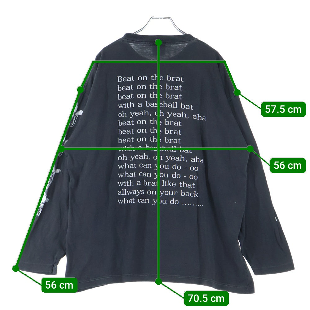 VINTAGE(ヴィンテージ) 90s RAMONES BEAT ON THE BRAT ラモーンズ 両面 アーム プリント Tシャツ 長袖カットソー ブラック