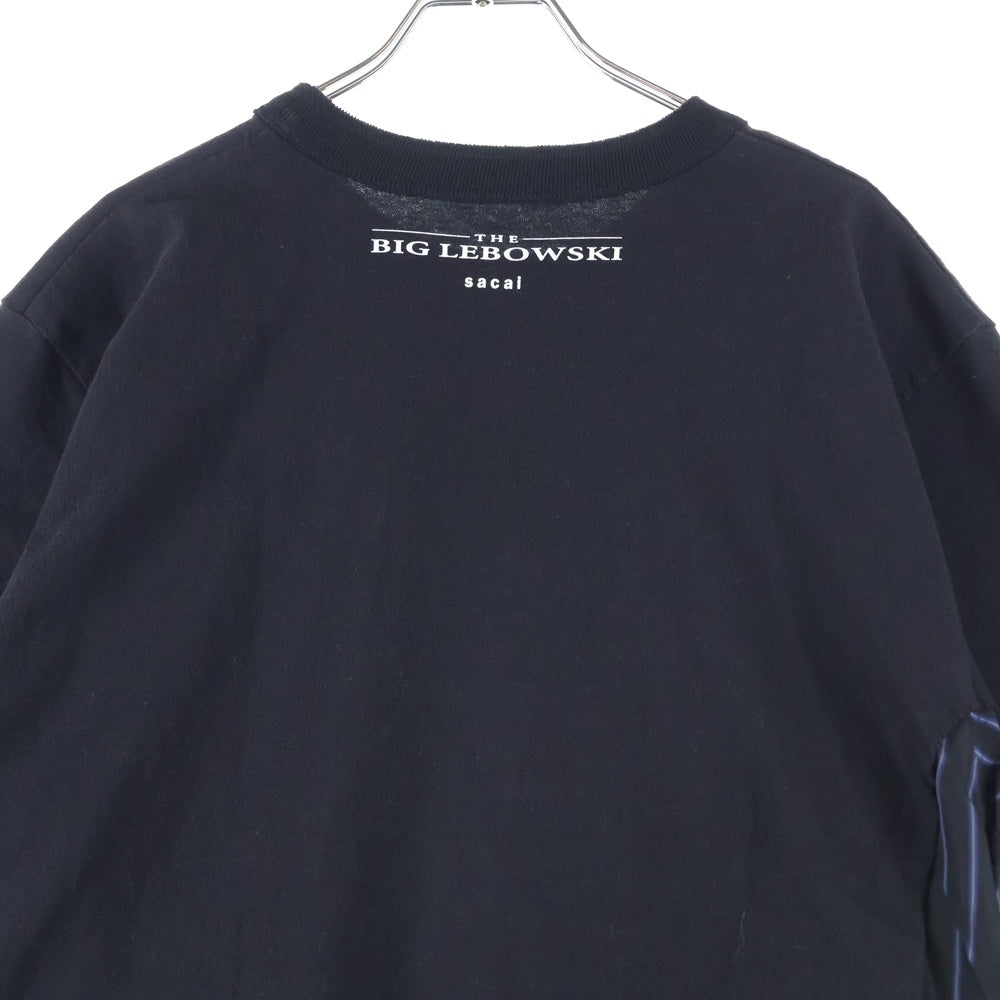 Sacai(サカイ) 20SS ×THE BIG LEBOWSKI STRIPE PULLOVER 20ー02441M ビッグリボウスキ ストライプ サイドジップ 切り替えカットソー ブラック