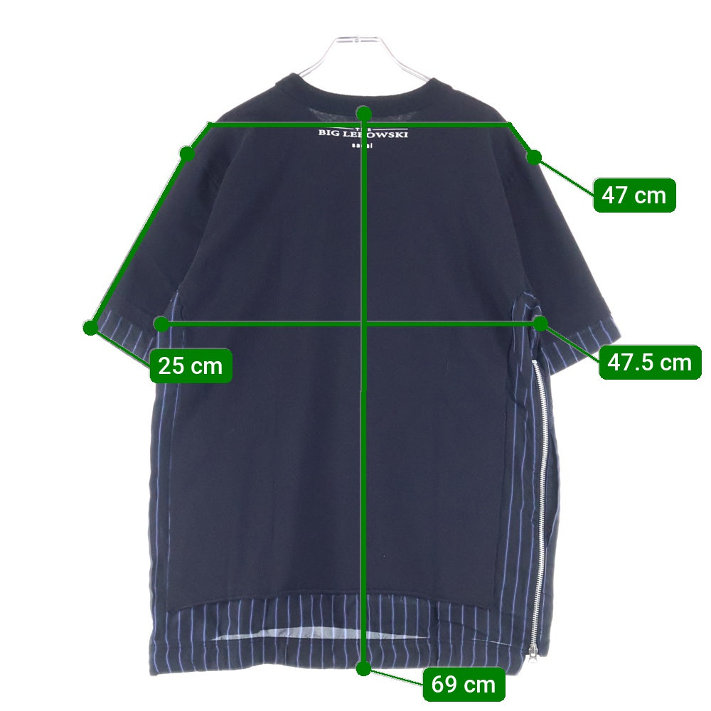 Sacai(サカイ) 20SS ×THE BIG LEBOWSKI STRIPE PULLOVER 20ー02441M ビッグリボウスキ ストライプ サイドジップ 切り替えカットソー ブラック