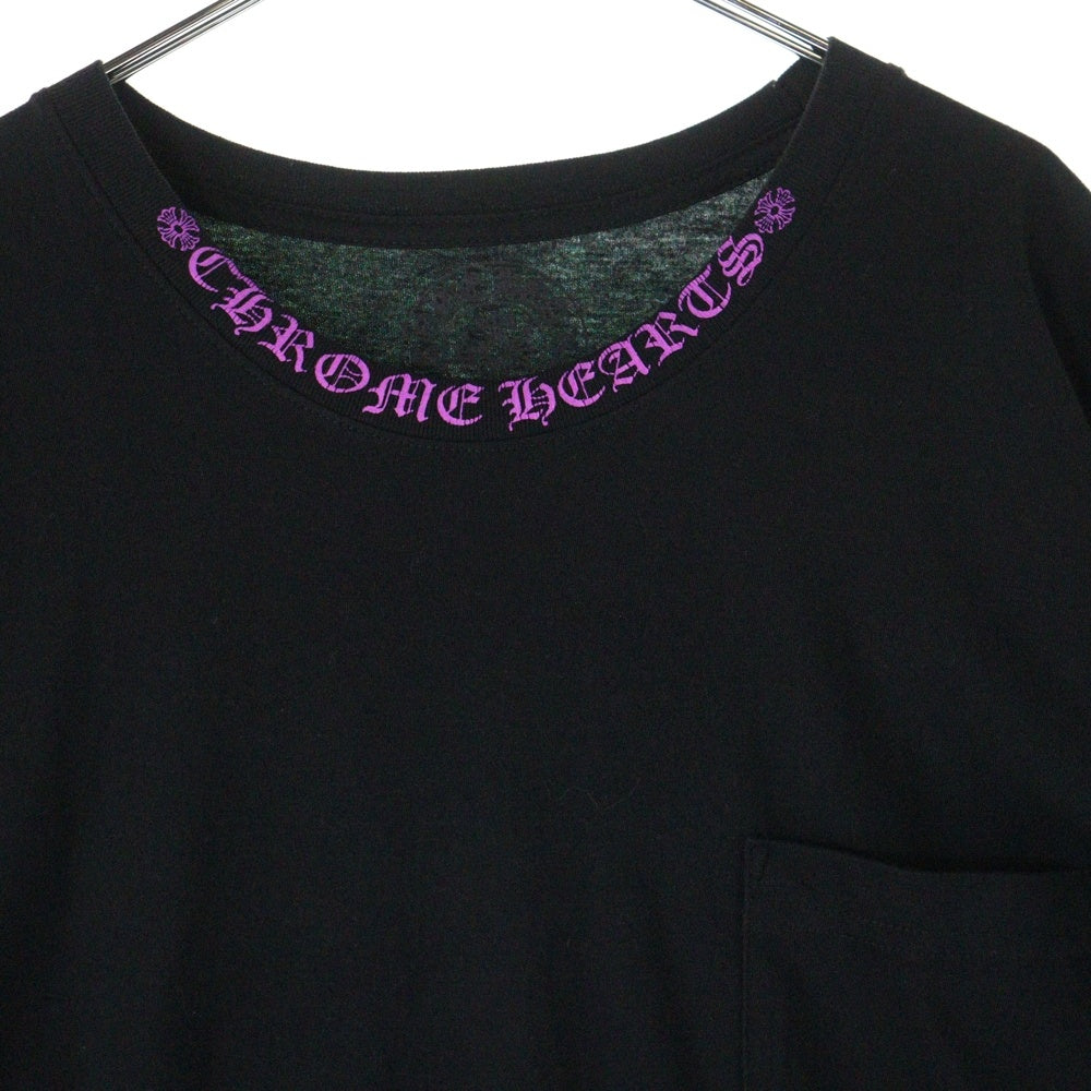 CHROME HEARTS(クロムハーツ) CH T SHRT ネックロゴ プリント 半袖 Tシャツ ブラック/パープル
