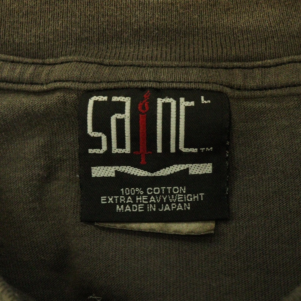 SAINT MICHAEL(セントマイケル) 21AW T-SHIRT FOCUS クルーネックロゴプリント半袖Tシャツ 半袖カットソー ヴィンテージ加工 ブラック SM-A21-0000-002