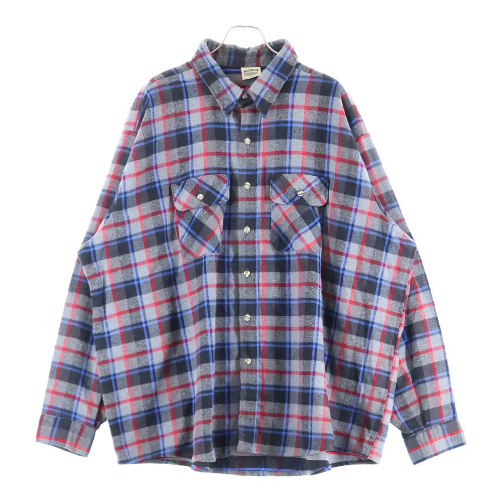 FIVE BROTHERS(ファイブブラザー) 90s VINTAGE COTTON FLANNEL CHECK SHIRT コットンフランネル チェック 長袖シャツ グレー