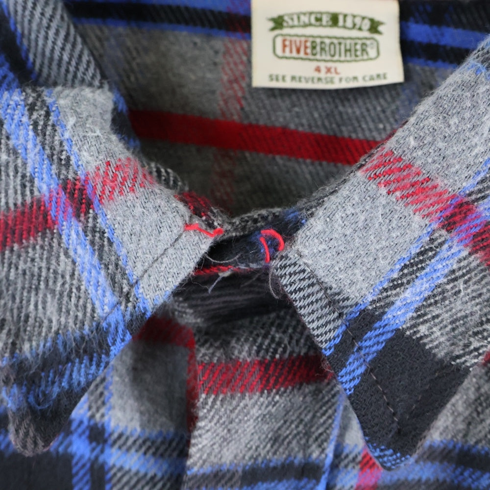 FIVE BROTHERS(ファイブブラザー) 90s VINTAGE COTTON FLANNEL CHECK SHIRT コットンフランネル チェック 長袖シャツ グレー