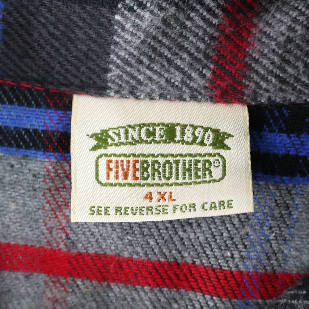 FIVE BROTHERS(ファイブブラザー) 90s VINTAGE COTTON FLANNEL CHECK SHIRT コットンフランネル チェック 長袖シャツ グレー