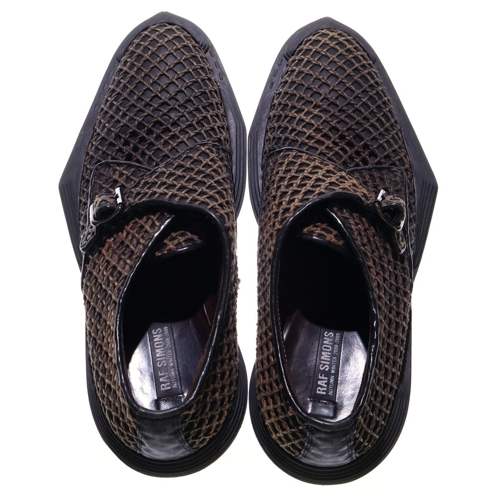 RAF SIMONS(ラフシモンズ) 08AWsingle monk ロープデザイン シングルモンク ストラップ シューズ ブラウン/ブラック