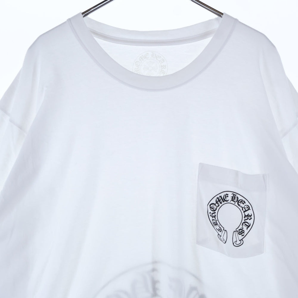 CHROME HEARTS(クロムハーツ) Back Horseshoe L/S バックホースシュー 袖フローラルプリント ロングスリーブカットソー 長袖Tシャツ ホワイト