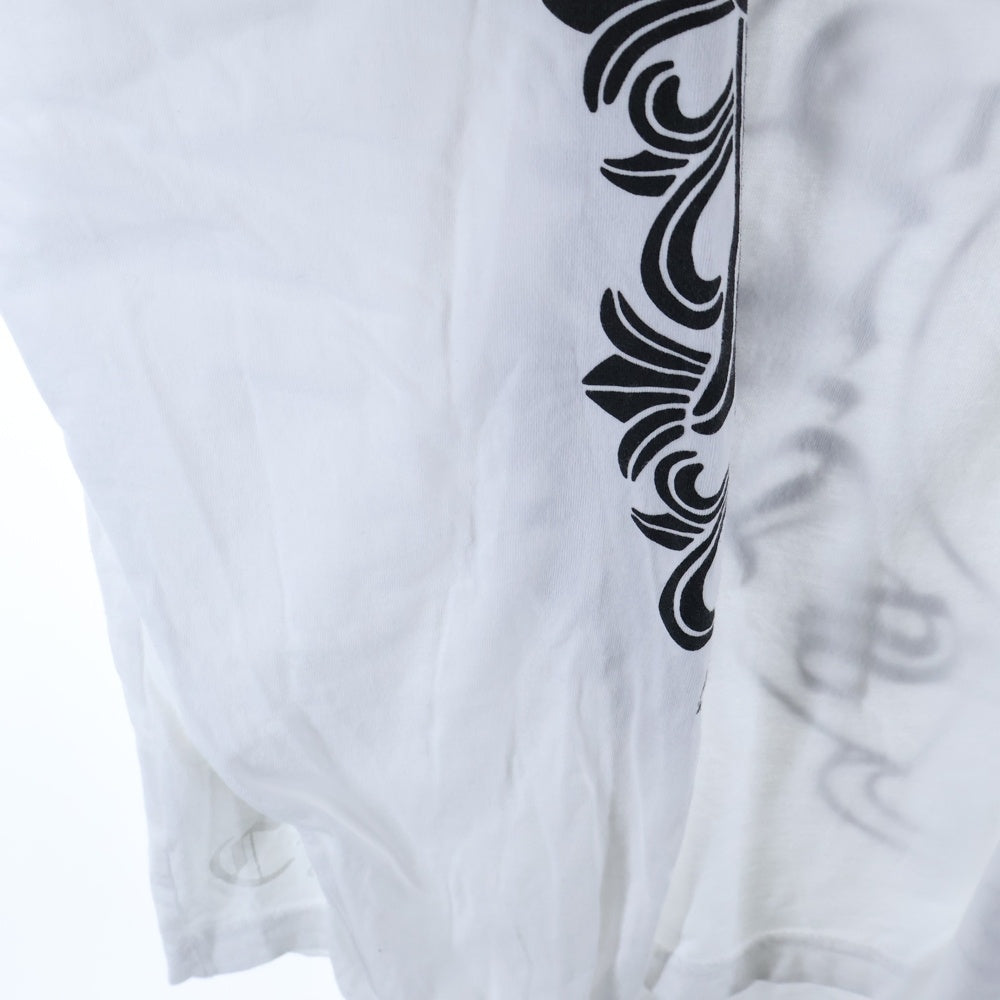 CHROME HEARTS(クロムハーツ) Back Horseshoe L/S バックホースシュー 袖フローラルプリント ロングスリーブカットソー 長袖Tシャツ ホワイト