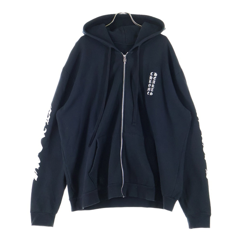 CHROME HEARTS(クロムハーツ) SWTSHRT HD ZIP アームロゴプリントジップアップパーカー ブラック