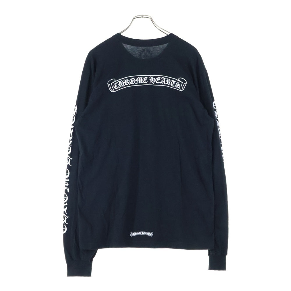 CHROME HEARTS(クロムハーツ) CH L S 1 バック スクロールラベル プリント クルーネック ロングスリーブ 長袖 Tシャツ カットソー ブラック