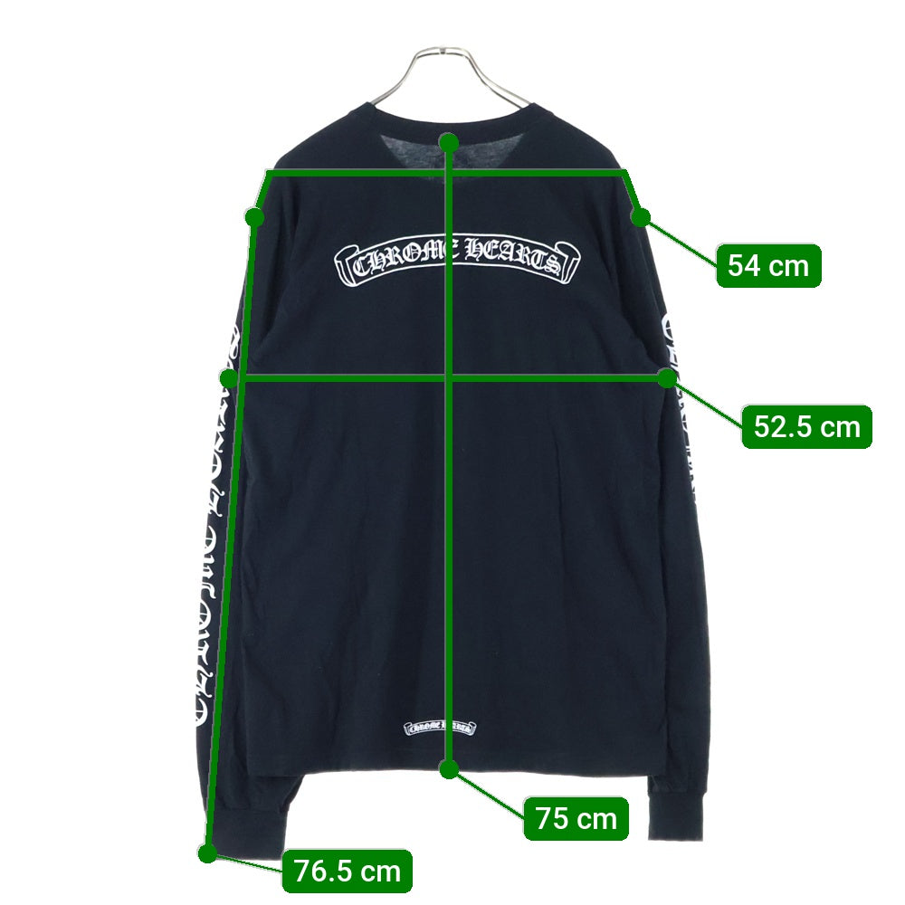 CHROME HEARTS(クロムハーツ) CH L S 1 バック スクロールラベル プリント クルーネック ロングスリーブ 長袖 Tシャツ カットソー ブラック