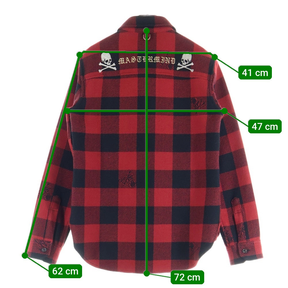 mastermind JAPAN(マスターマインドジャパン) 12AW neworder期 バッファローチェック スカル刺繍 CPOジャケット レッド