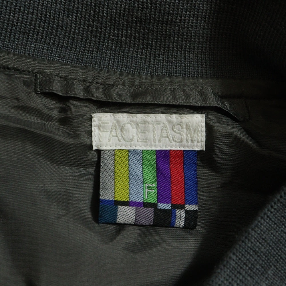 FACETASM(ファセッタズム) ヘリンボーン ウール MA-1 ボンバージャケット グレー HT-JK-U01