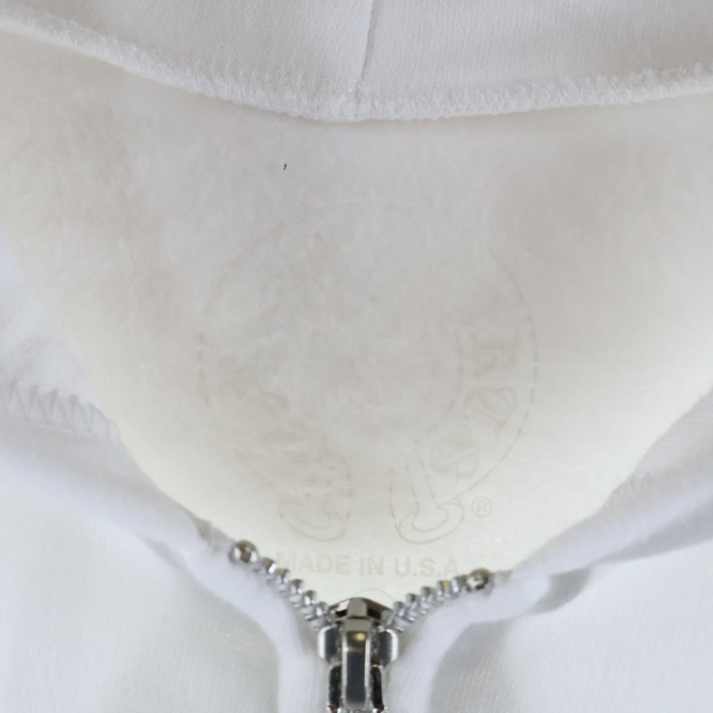 CHROME HEARTS(クロムハーツ) SWTSHRT HD ZIP アームロゴ ジップアップ パーカー ホワイト/ブルー