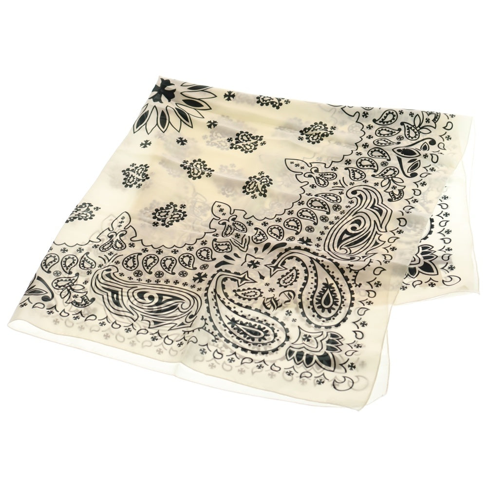 CHROME HEARTS(クロムハーツ) CH SCARF ペイズリー柄 シルク 大判スカーフ ホワイト