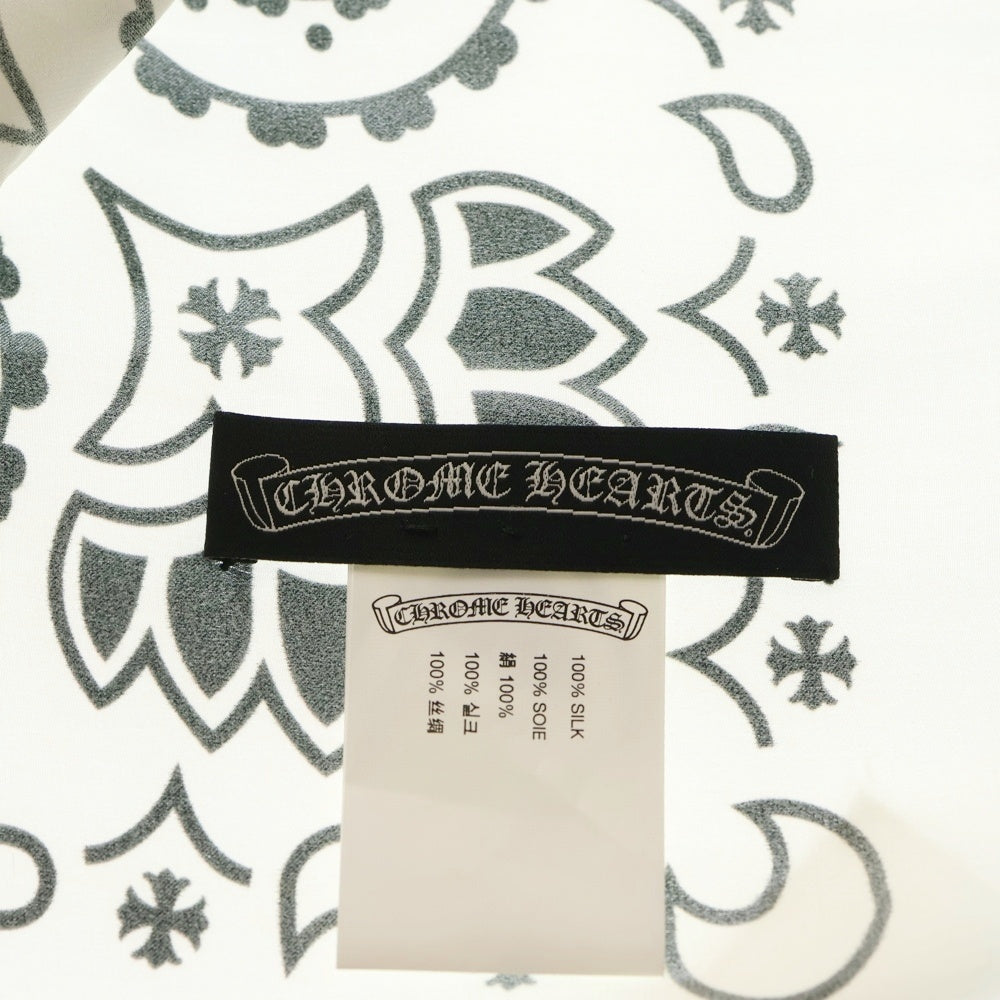 CHROME HEARTS(クロムハーツ) CH SCARF ペイズリー柄 シルク 大判スカーフ ホワイト