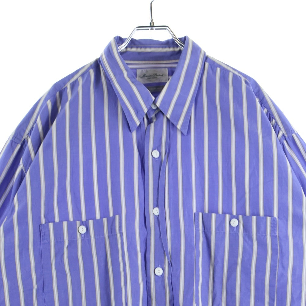 Marvine Pontiak shirt makers(マーヴィンポンティアックシャツメイカーズ) Military STRIPE Shirt MPSM-1905S ミリタリー ストライプ 長袖 シャツ ブルー