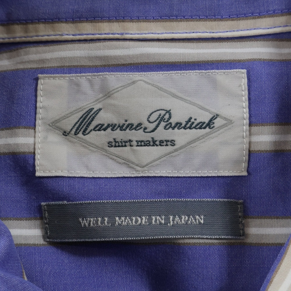 Marvine Pontiak shirt makers(マーヴィンポンティアックシャツメイカーズ) Military STRIPE Shirt MPSM-1905S ミリタリー ストライプ 長袖 シャツ ブルー