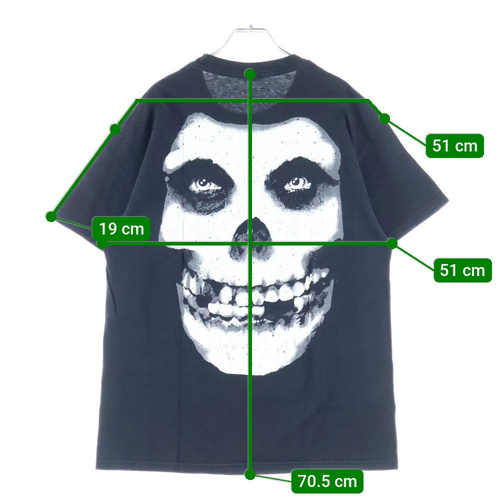 VINTAGE(ヴィンテージ) 90s MISFITS SKULL GREEN TEXT INVADE ミスフィッツ ビックフェイス 両面プリント Tシャツ 半袖カットソー ブラック