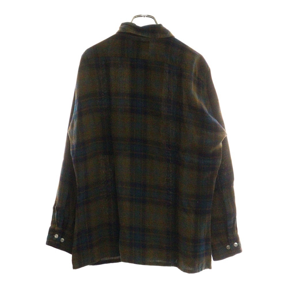 VINTAGE(ヴィンテージ) 60s Arrow アロー オープンカラー レーヨンシャツ オンブレチェック ブルー/イエロー