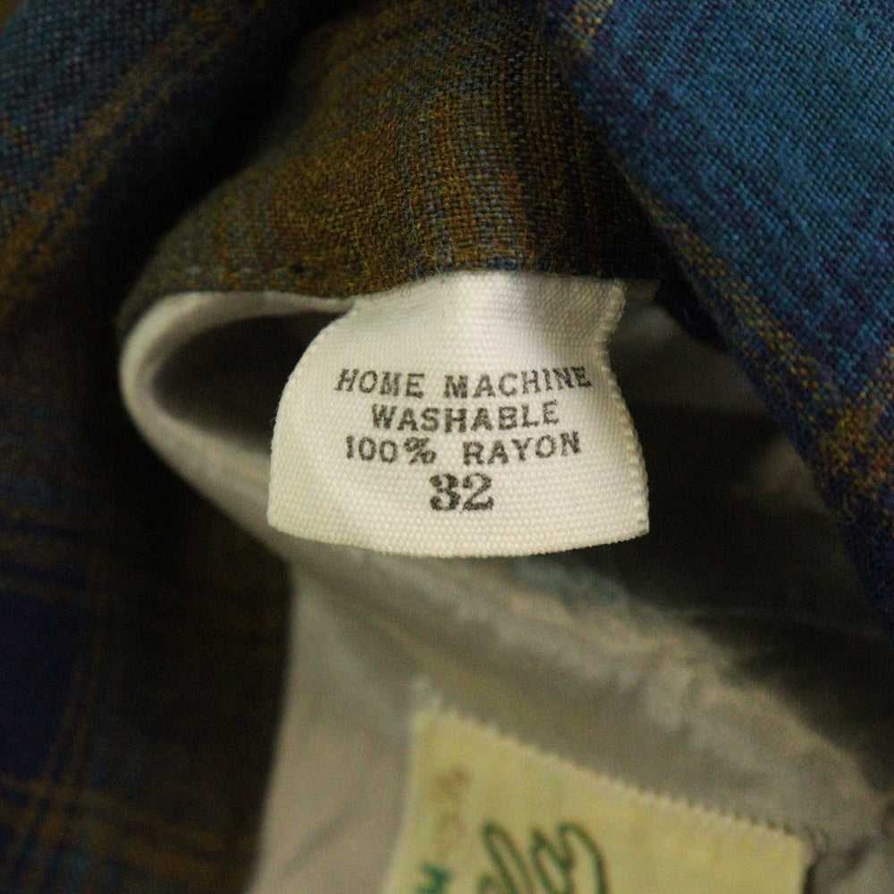 VINTAGE(ヴィンテージ) 60s Arrow アロー オープンカラー レーヨンシャツ オンブレチェック ブルー/イエロー