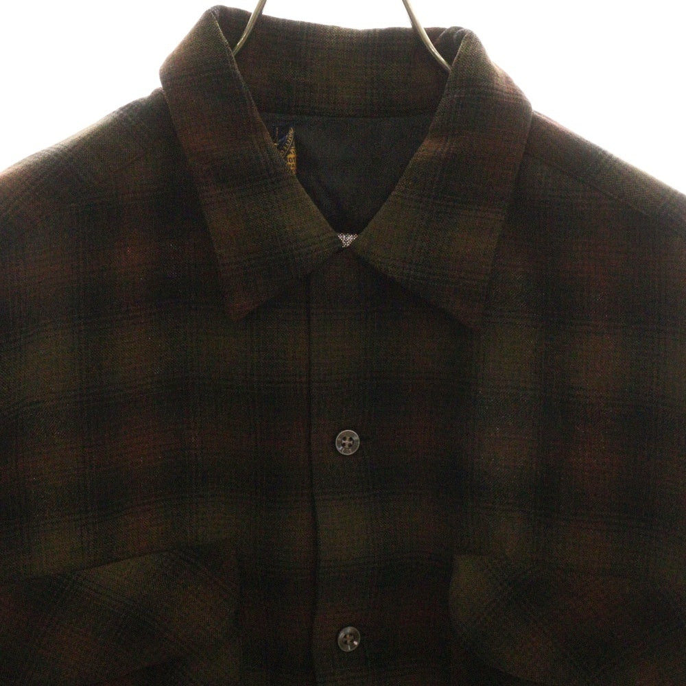 PENDLETON(ペンドルトン) 50S VINTAGE ヴィンテージ タータンチェック オープンカラー ウールシャツ レッド/ブラウン
