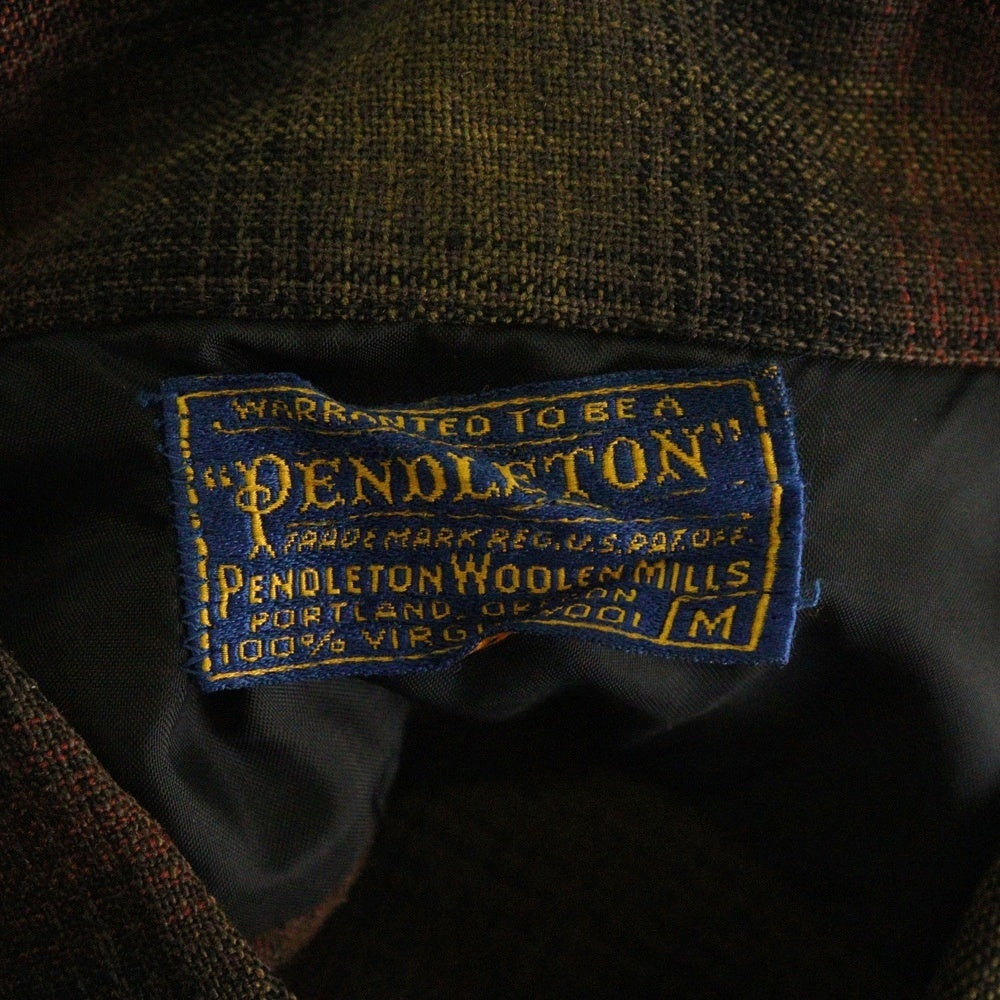PENDLETON(ペンドルトン) 50S VINTAGE ヴィンテージ タータンチェック オープンカラー ウールシャツ レッド/ブラウン