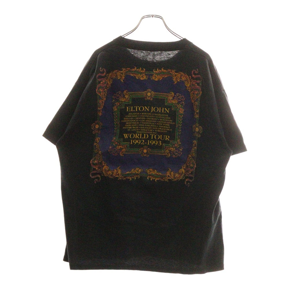 VINTAGE(ヴィンテージ) 90s ELTONJOHN WORLD TOUR 1992-1993 エルトン ジョン 半袖Tシャツ カットソー ブラック