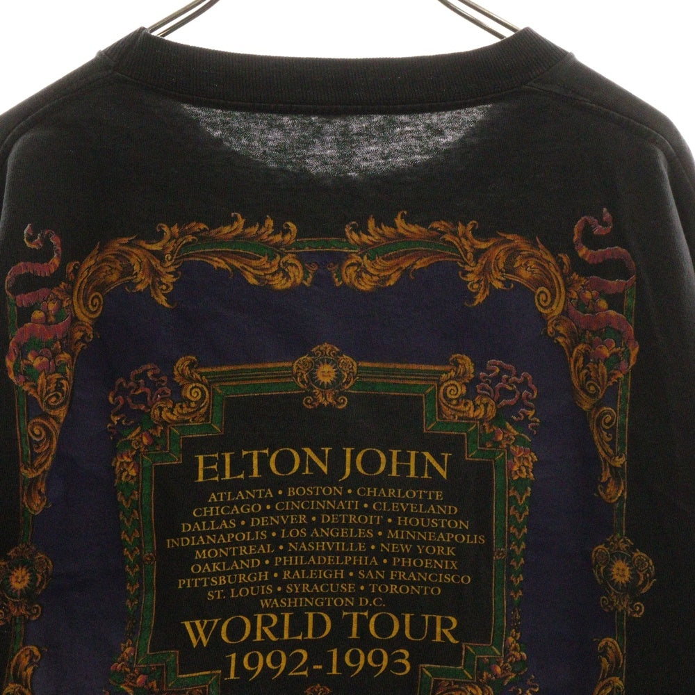 VINTAGE(ヴィンテージ) 90s ELTONJOHN WORLD TOUR 1992-1993 エルトン ジョン 半袖Tシャツ カットソー ブラック