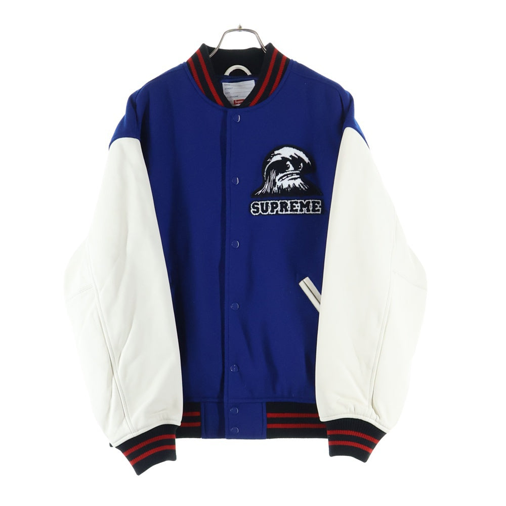 24ss Supreme ビッグ ロゴ ヴァーシティ ジャケット スタジャン SUPREME(シュプリーム) 24SS Wave Varsity Jacket ロゴワッペンウール