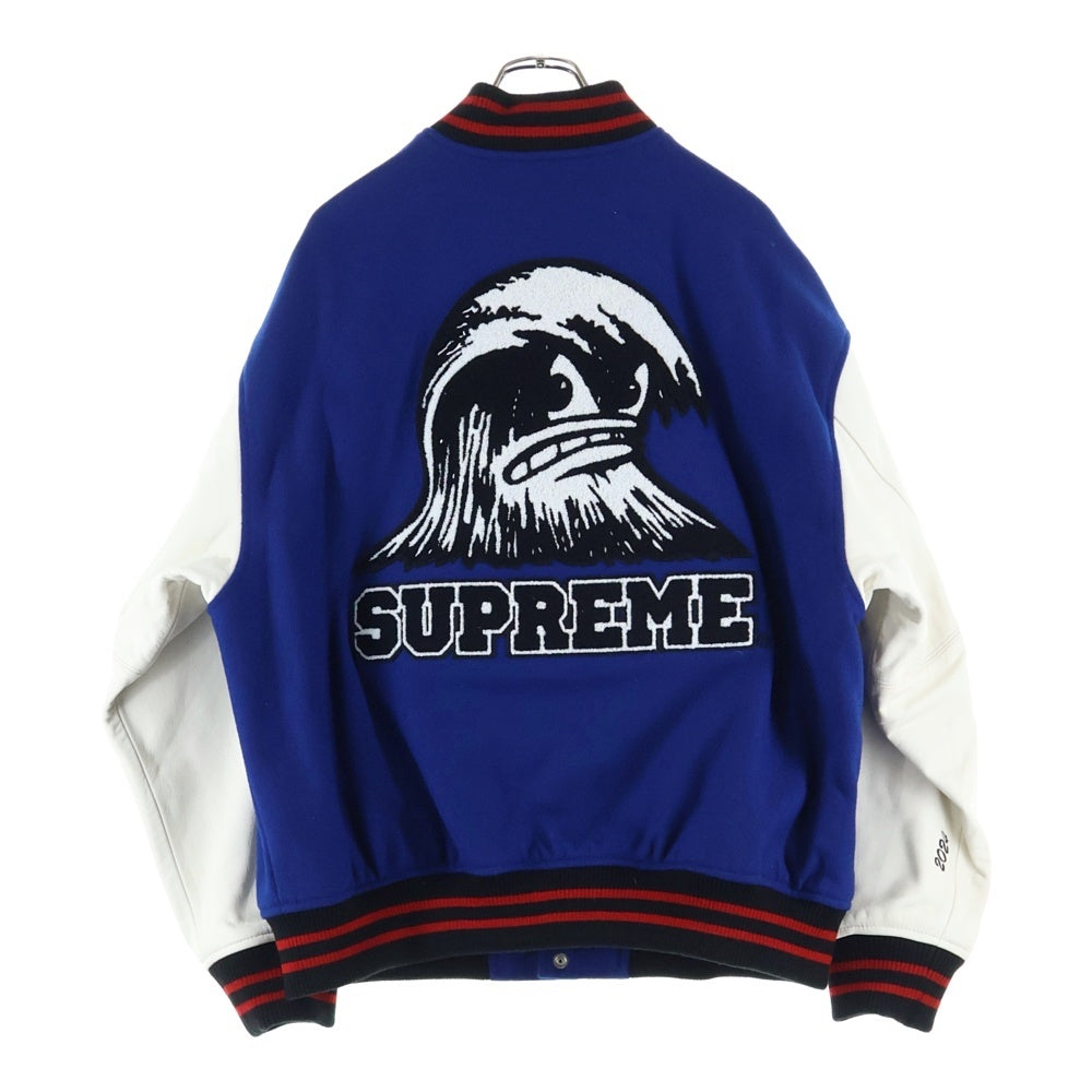 SUPREME(シュプリーム) 24SS Wave Varsity Jacket ロゴワッペンウールヴァーシティジャケット スタジアムジャケット スタジャン ブルー/ホワイト