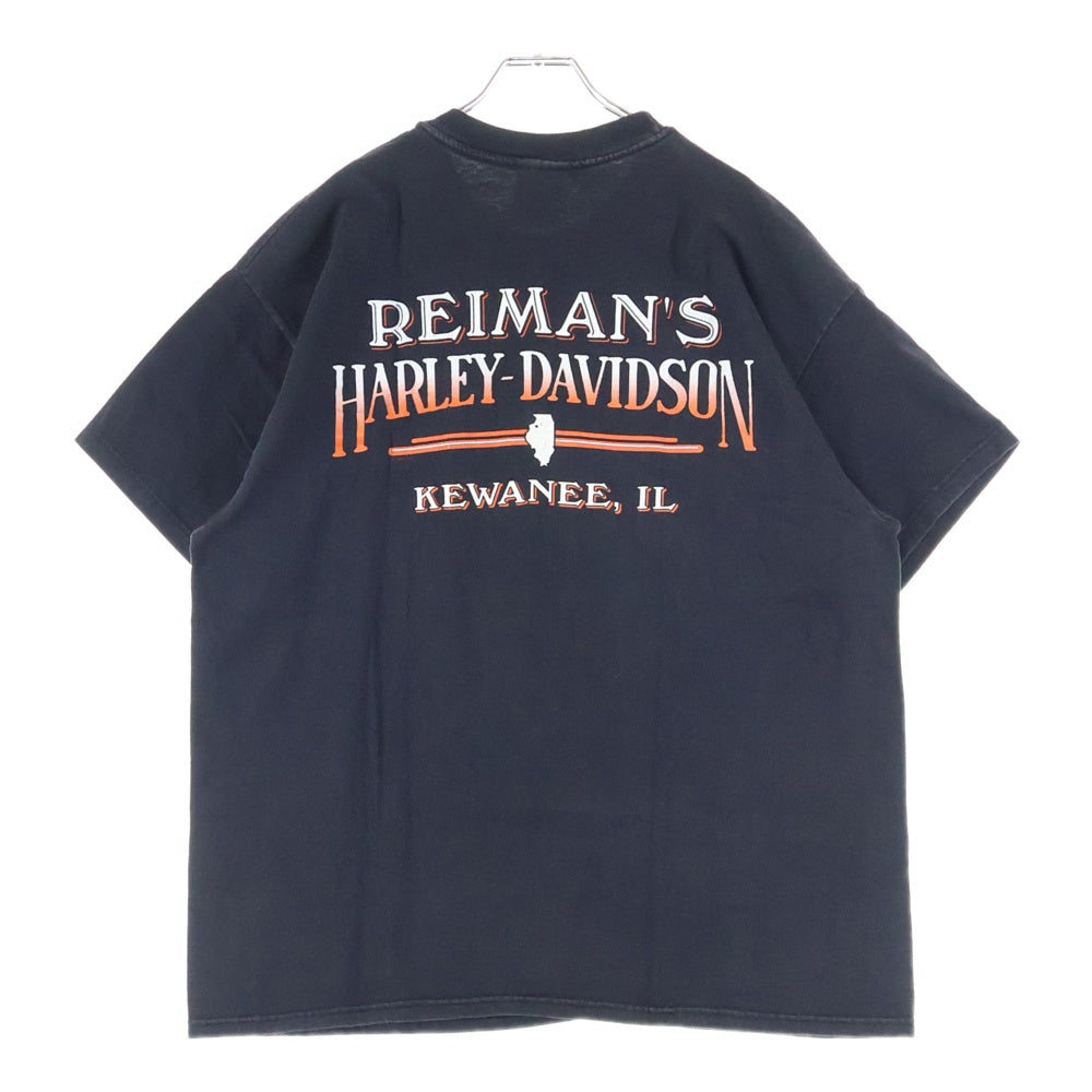 HARLEY DAVIDSON(ハーレーダビッドソン) 90s VINTAGE FEEL THE HEAT REIMANS 両面プリント Tシャツ 半袖カットソー ブラック