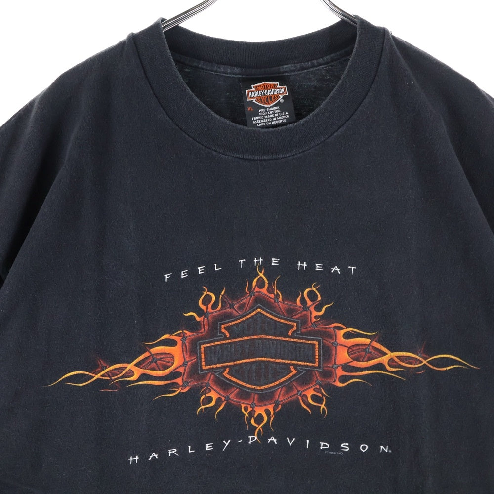 HARLEY DAVIDSON(ハーレーダビッドソン) 90s VINTAGE FEEL THE HEAT REIMANS 両面プリント Tシャツ 半袖カットソー ブラック
