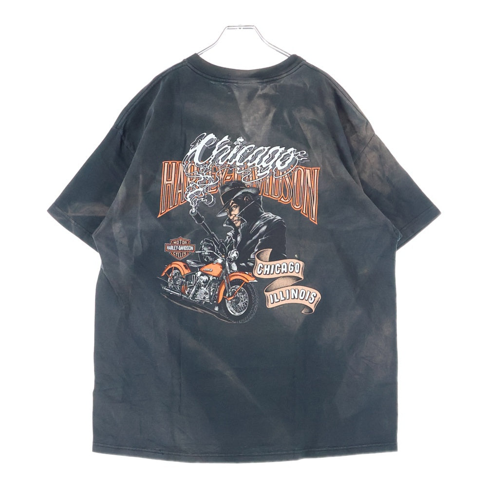 HARLEY DAVIDSON(ハーレーダビッドソン) 00s VINTAGE CHICAGO シカゴ 両面プリント Tシャツ 半袖カットソー ブラック