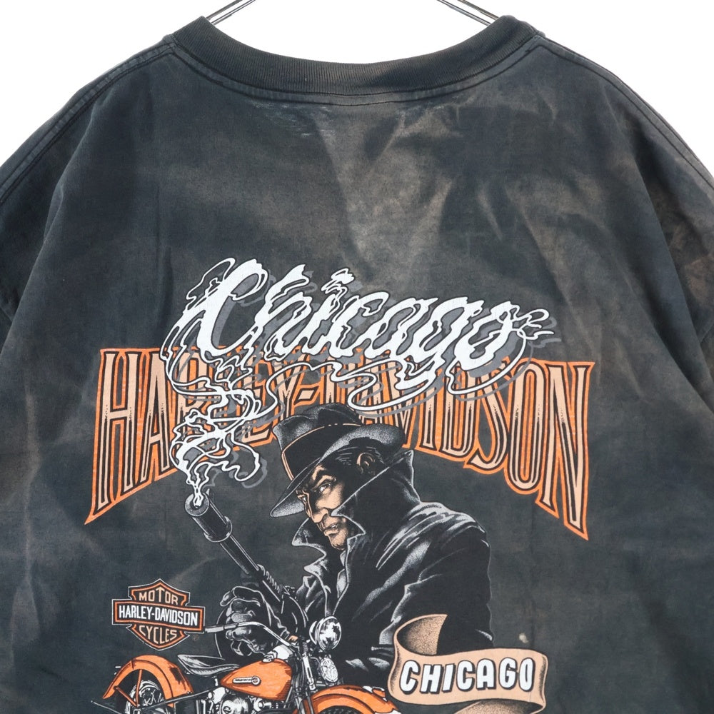 HARLEY DAVIDSON(ハーレーダビッドソン) 00s VINTAGE CHICAGO シカゴ 両面プリント Tシャツ 半袖カットソー ブラック