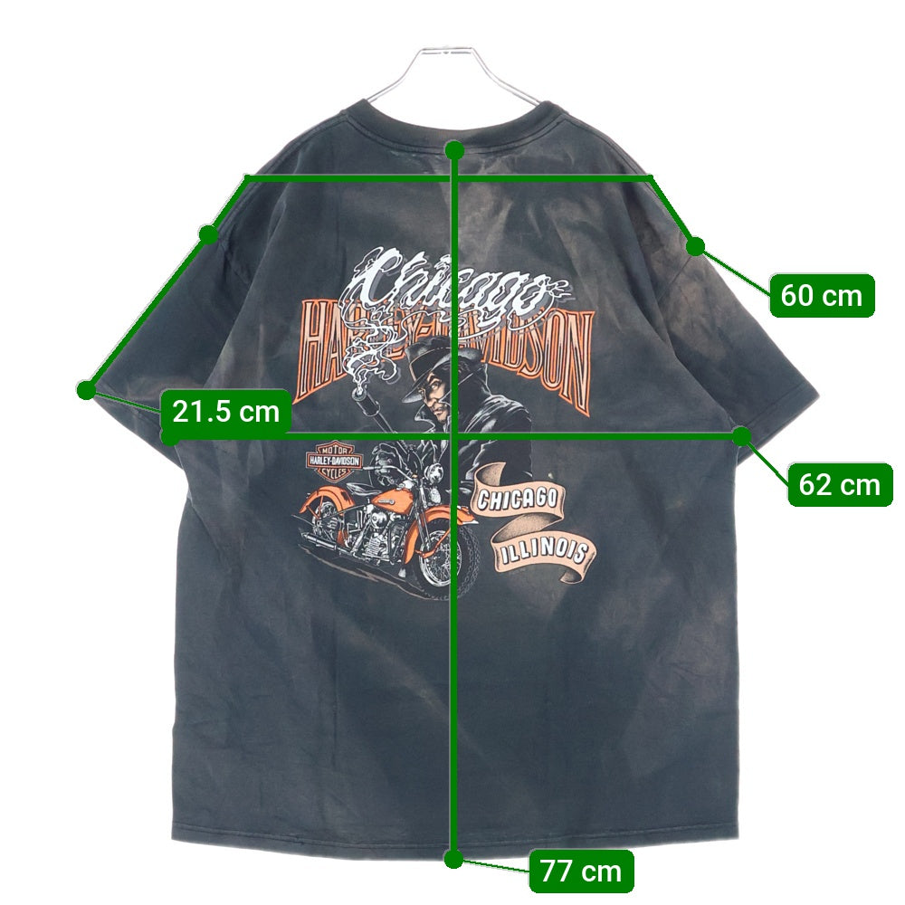 HARLEY DAVIDSON(ハーレーダビッドソン) 00s VINTAGE CHICAGO シカゴ 両面プリント Tシャツ 半袖カットソー ブラック