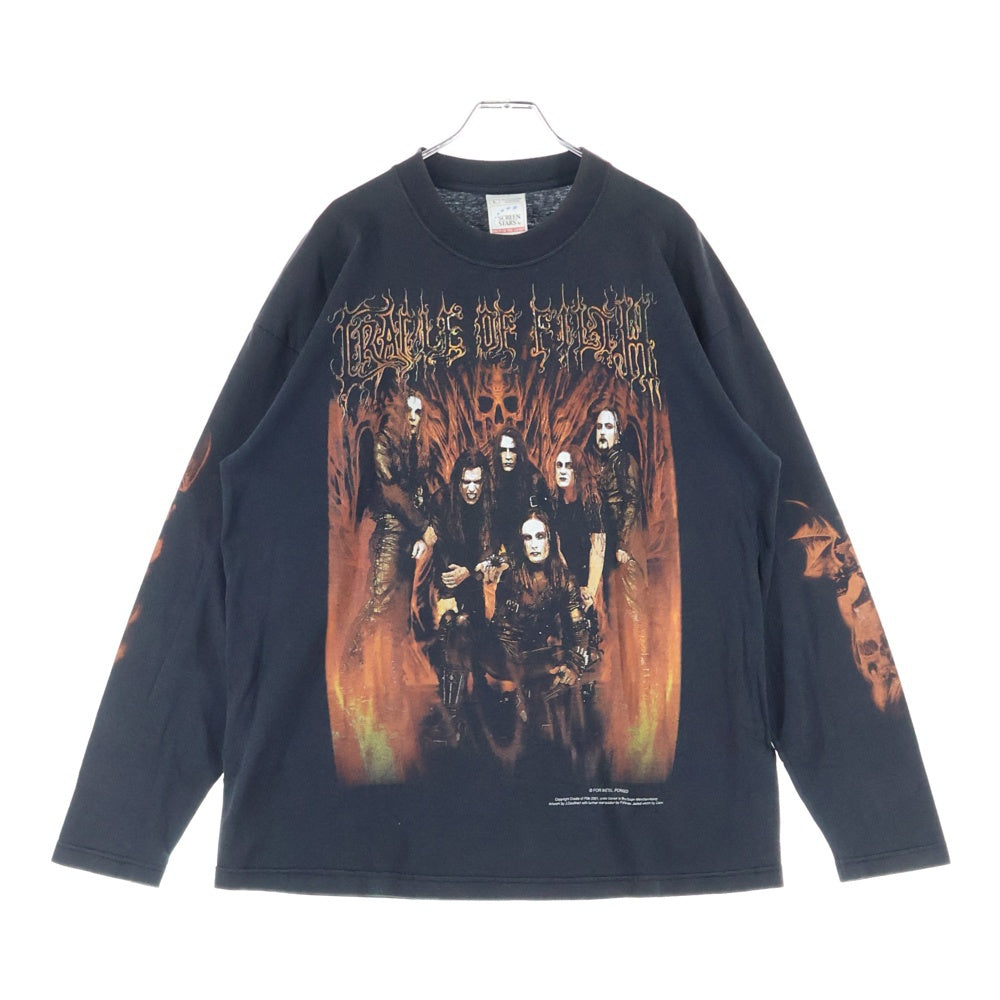 VINTAGE(ヴィンテージ) 00s CRADLE OF FILTH 2001 Metal Forged クレイドルオブフィルス 両面プリント 長袖Tシャツ カットソー ブラック