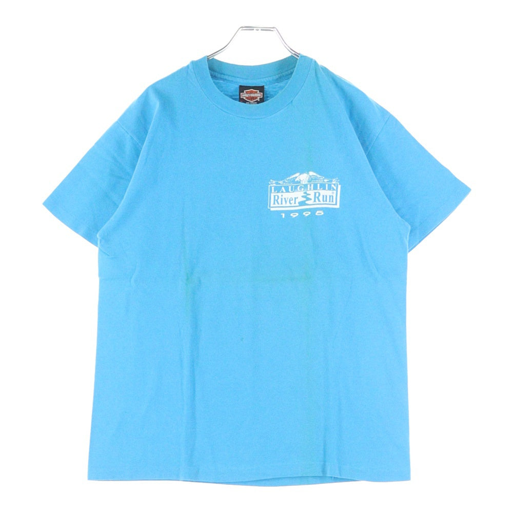 VINTAGE(ヴィンテージ) 90s Harley-Davidson RIVER RUN 1995 ハーレーダビッドソン プリント 半袖tシャツ ブルー
